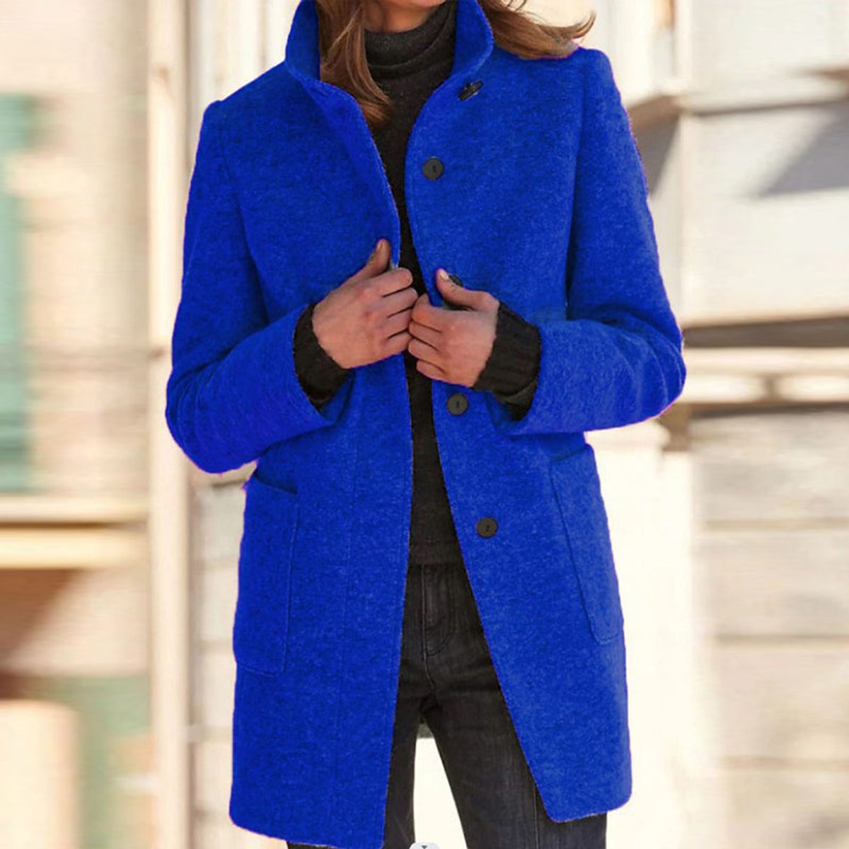 Women's Stand Collar Three-Button Coat