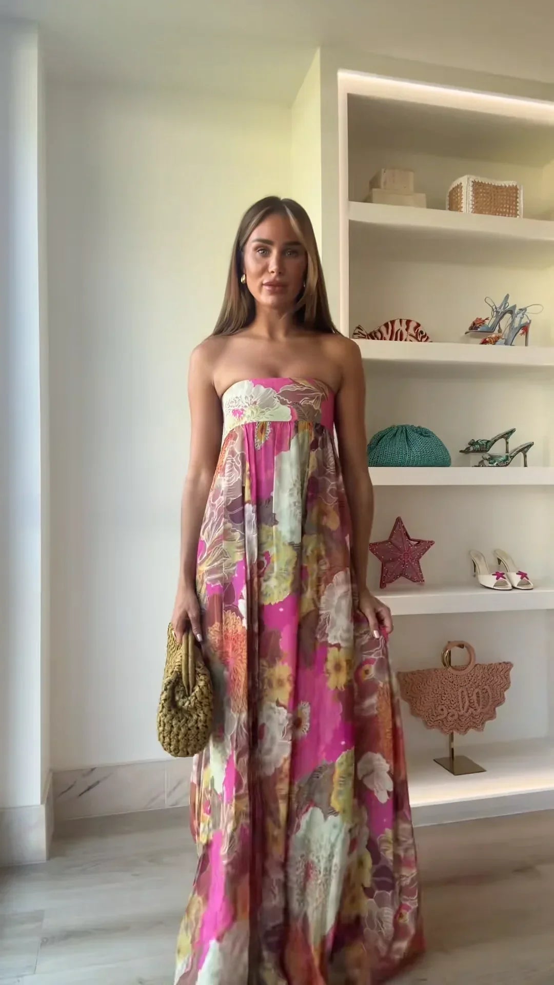 Women's Strapless Boho Maxi Dress