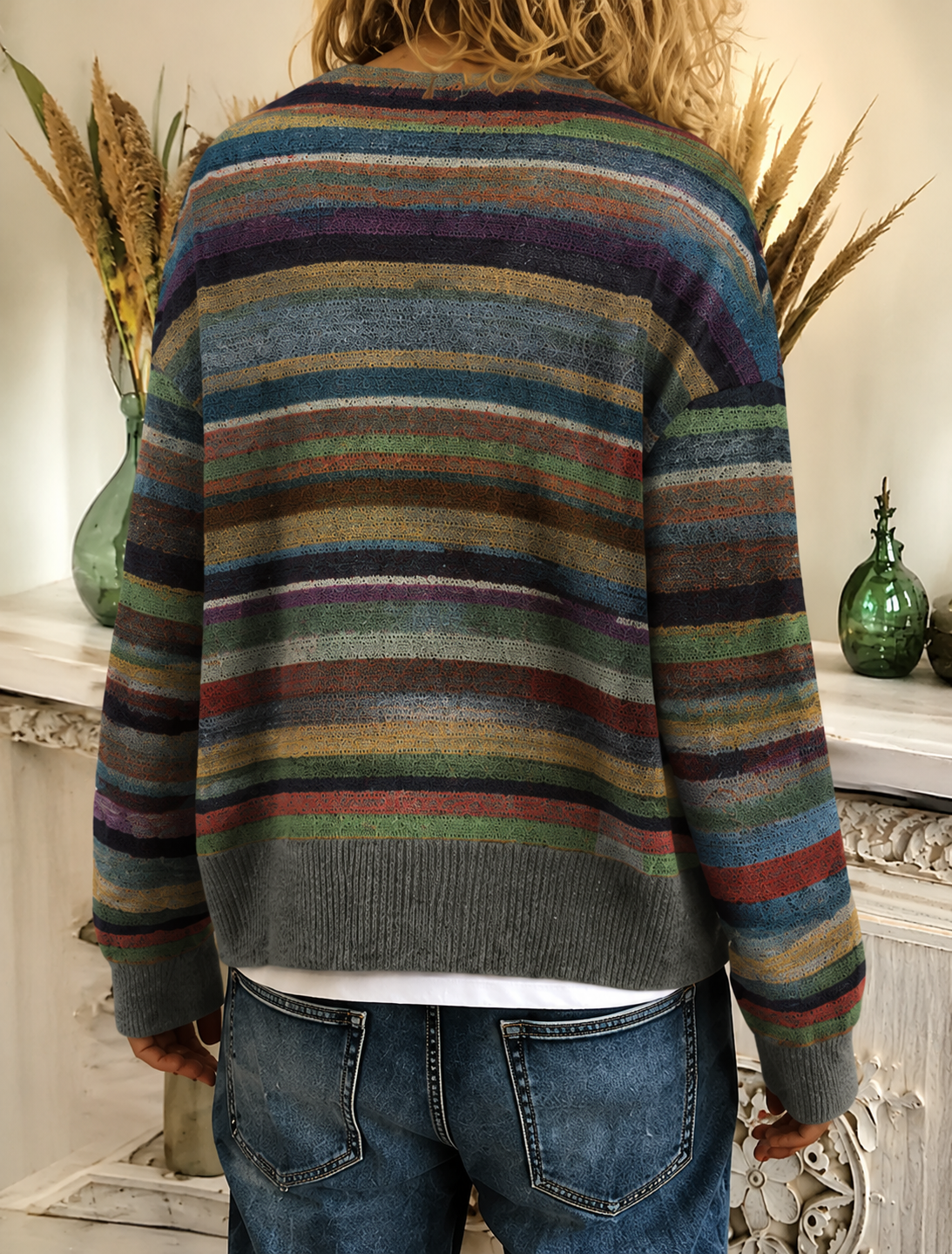 Women's Striped Knit Cardigan