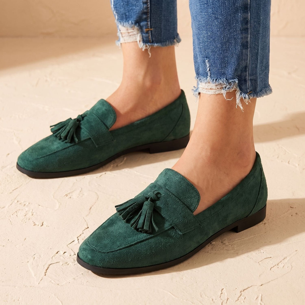 Women's Suede Tassel Slip-On Loafer Flats