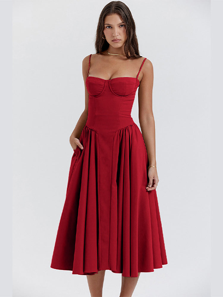 Women's Sweetheart Fit-and-Flare Midi Dress