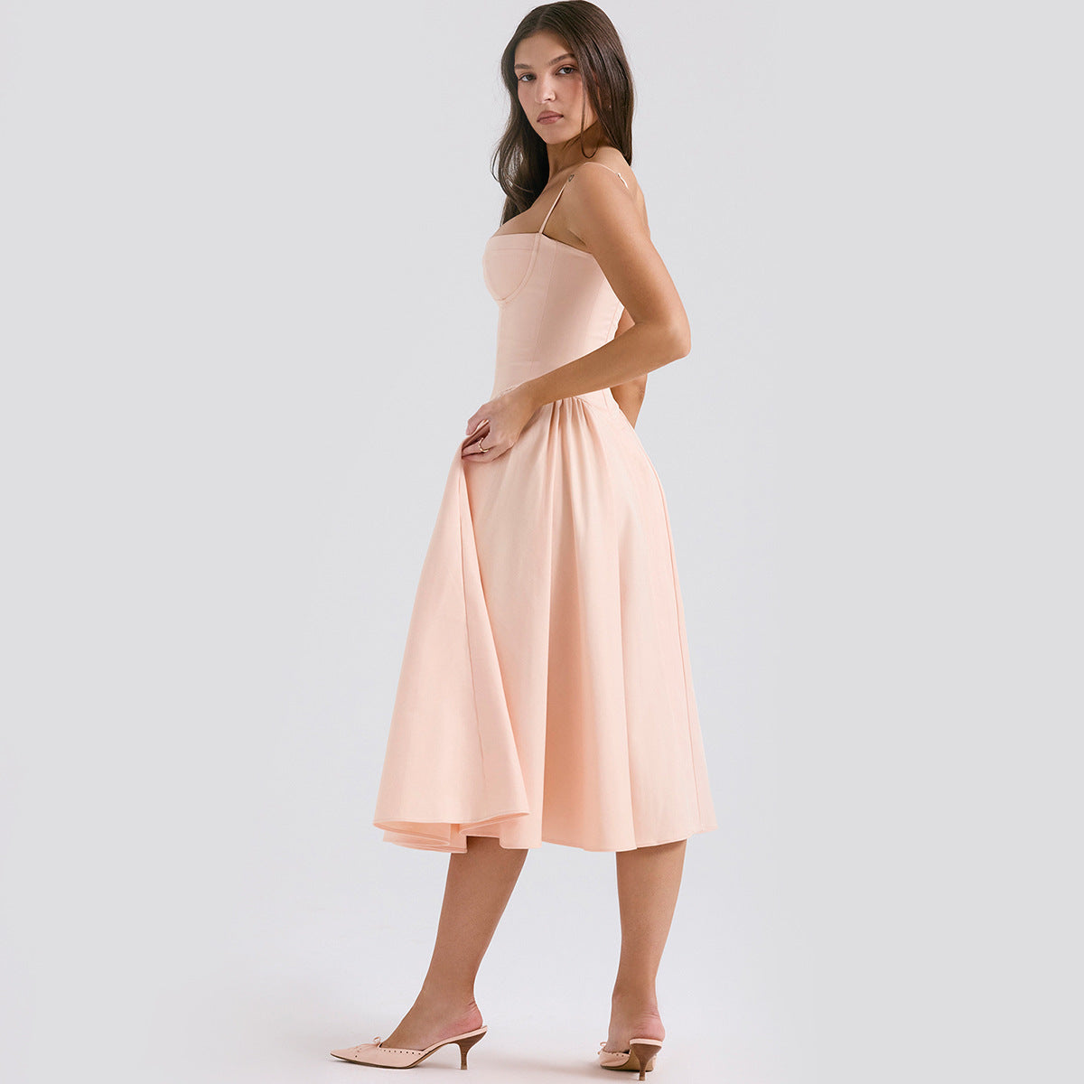 Women's Sweetheart Fit-and-Flare Midi Dress