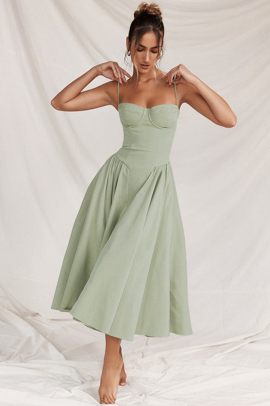 Women's Sweetheart Fit-and-Flare Midi Dress