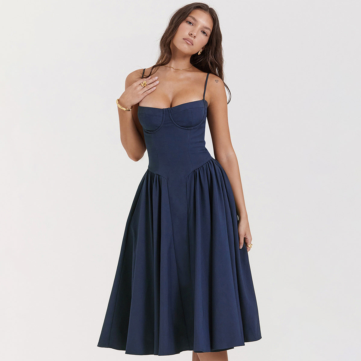 Women's Sweetheart Fit-and-Flare Midi Dress