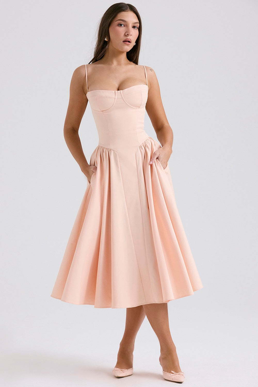 Women's Sweetheart Fit-and-Flare Midi Dress