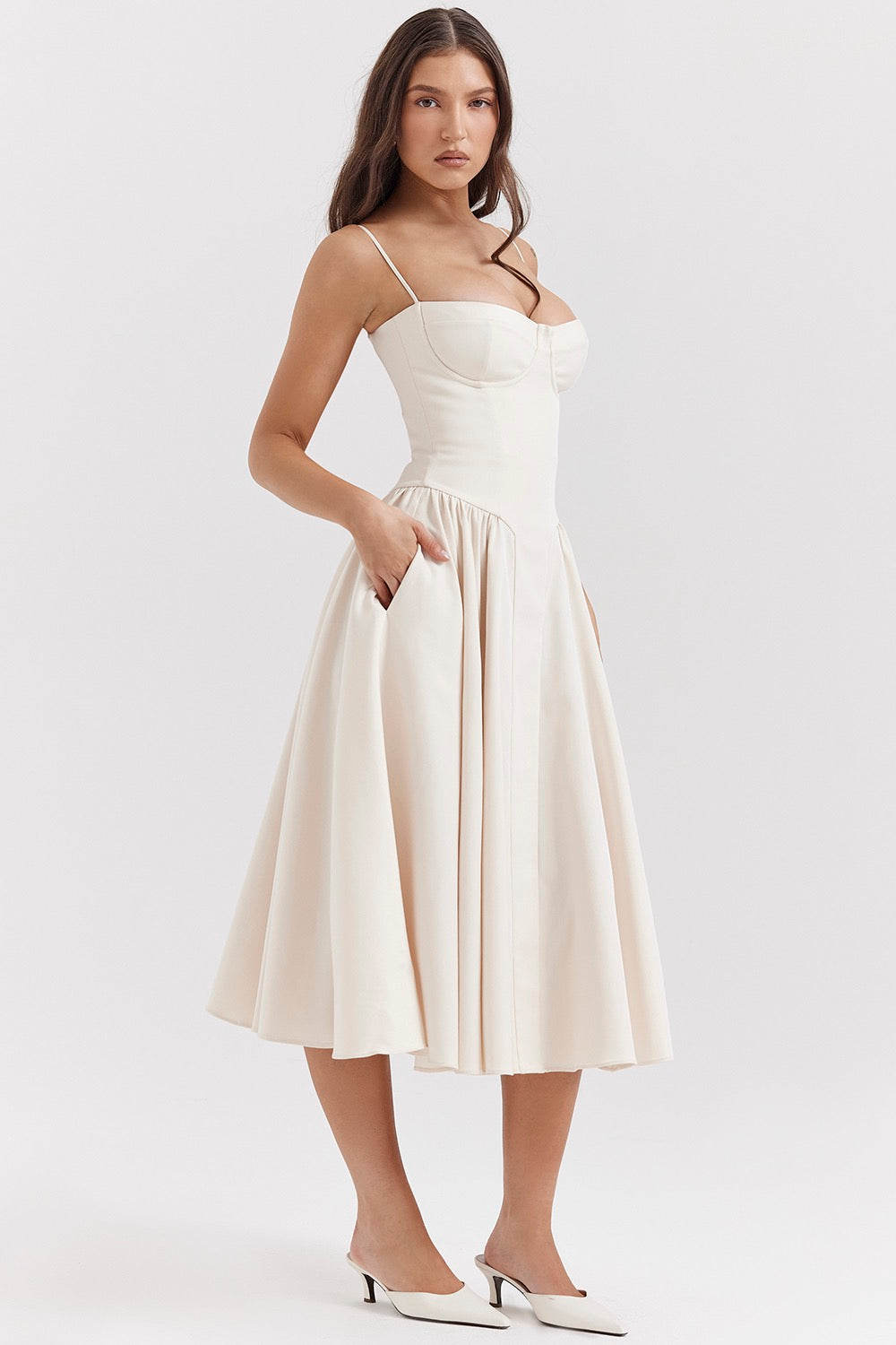 Women's Sweetheart Fit-and-Flare Midi Dress