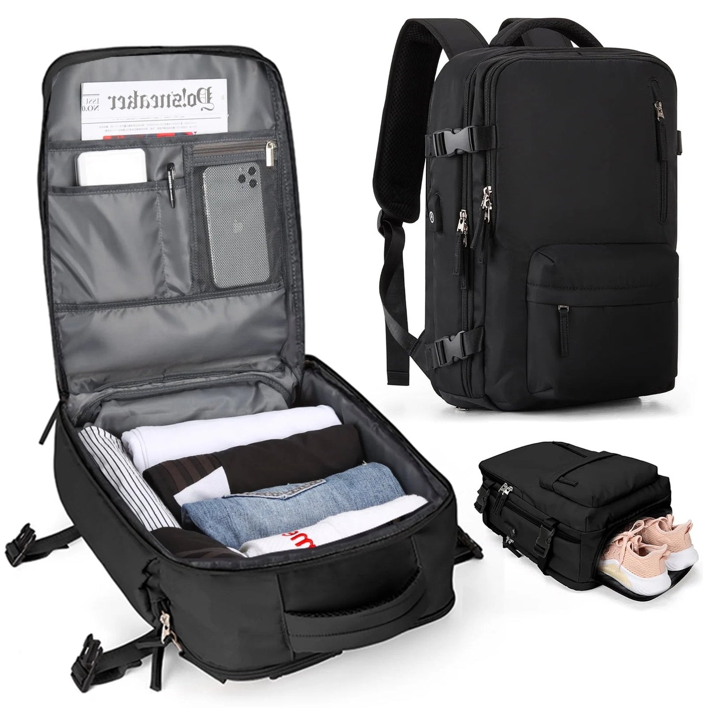 Women's Travel Backpack – Waterproof with USB & Anti-Theft