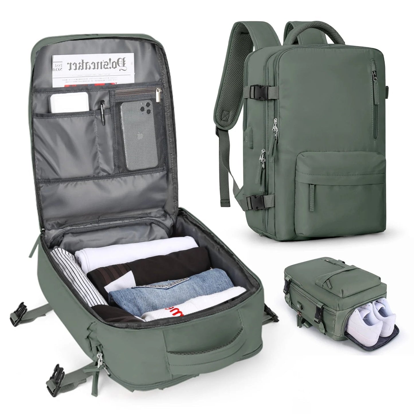 Women's Travel Backpack – Waterproof with USB & Anti-Theft