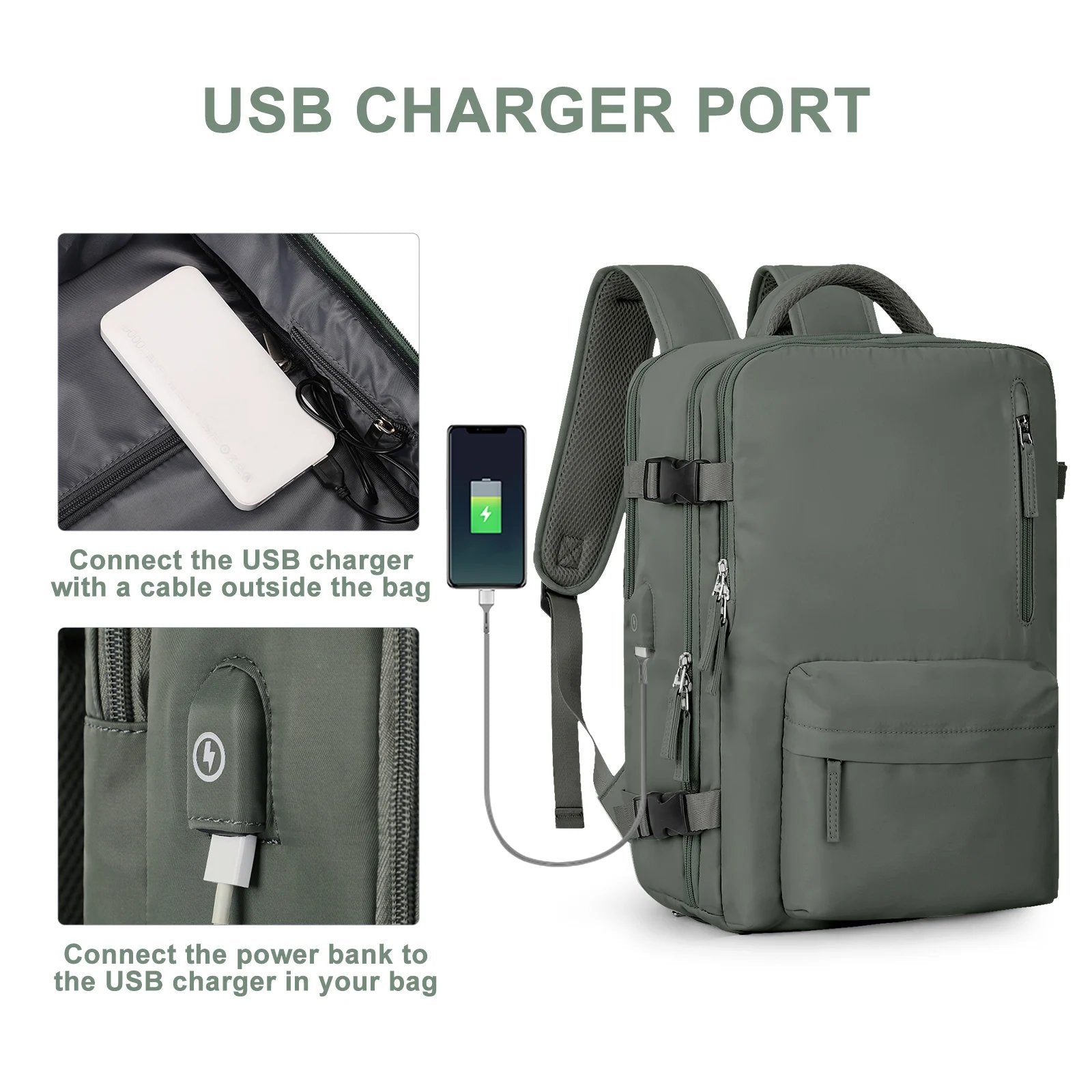 Women's Travel Backpack – Waterproof with USB & Anti-Theft