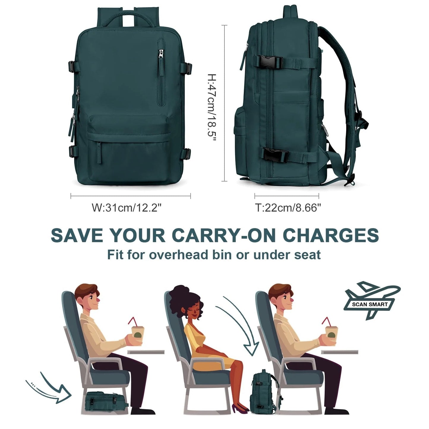 Women's Travel Backpack – Waterproof with USB & Anti-Theft