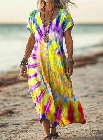 Women's V-Neck A-Line Midi Dress