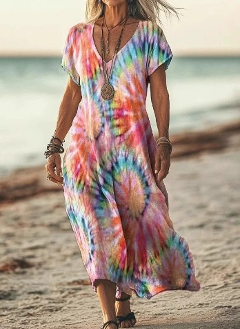 Women's V-Neck A-Line Midi Dress