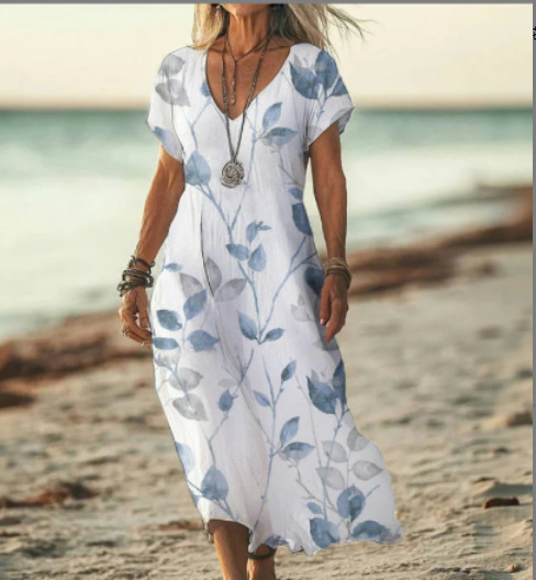Women's V-Neck A-Line Midi Dress
