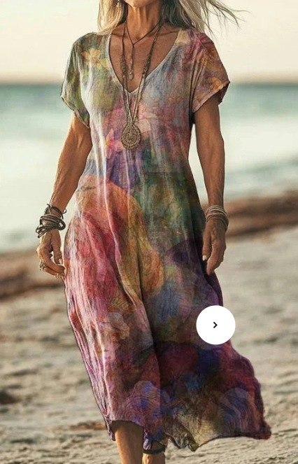 Women's V-Neck A-Line Midi Dress