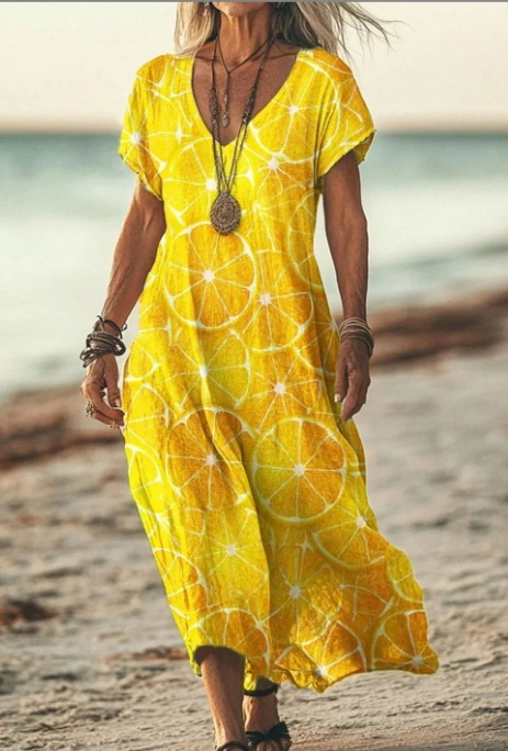 Women's V-Neck A-Line Midi Dress