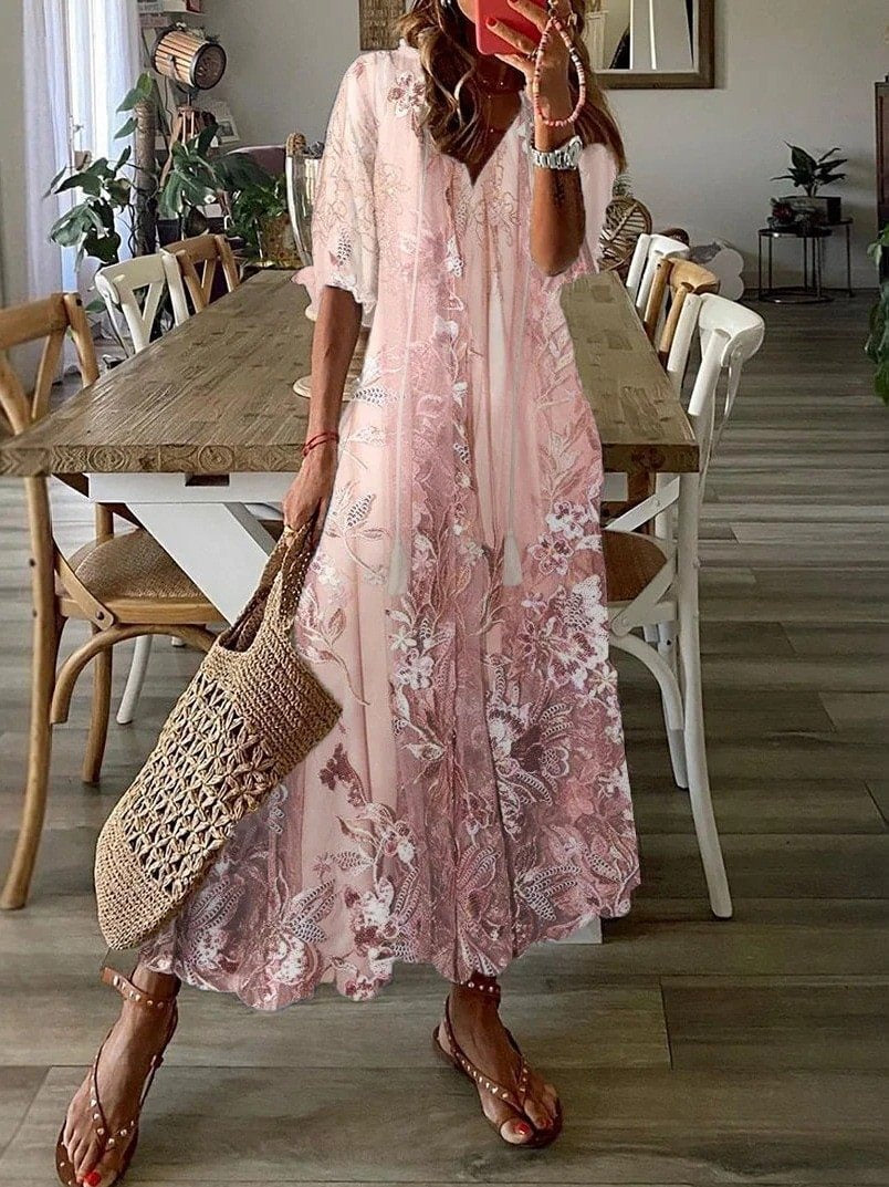 Women's V-Neck A-Line Mini Dress