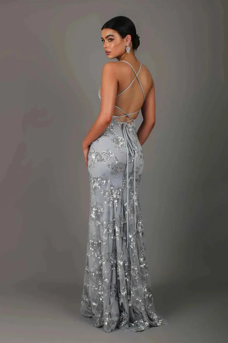 Women's V-Neck Bodycon Maxi Dress
