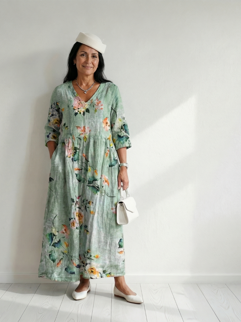 Women's V-Neck Boho Maxi Dress