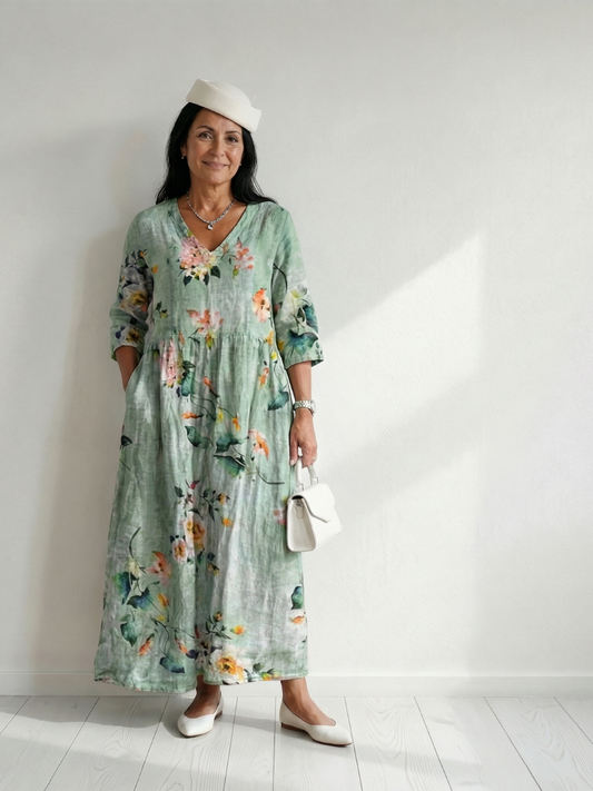 Women's V-Neck Boho Maxi Dress