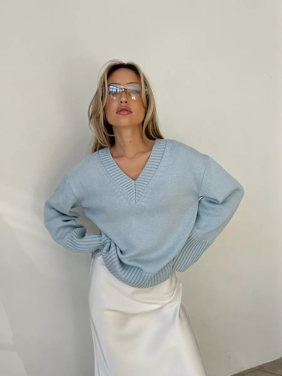 Women's V-Neck Casual Sweater – Comfortable and Breathable for Every Occasion