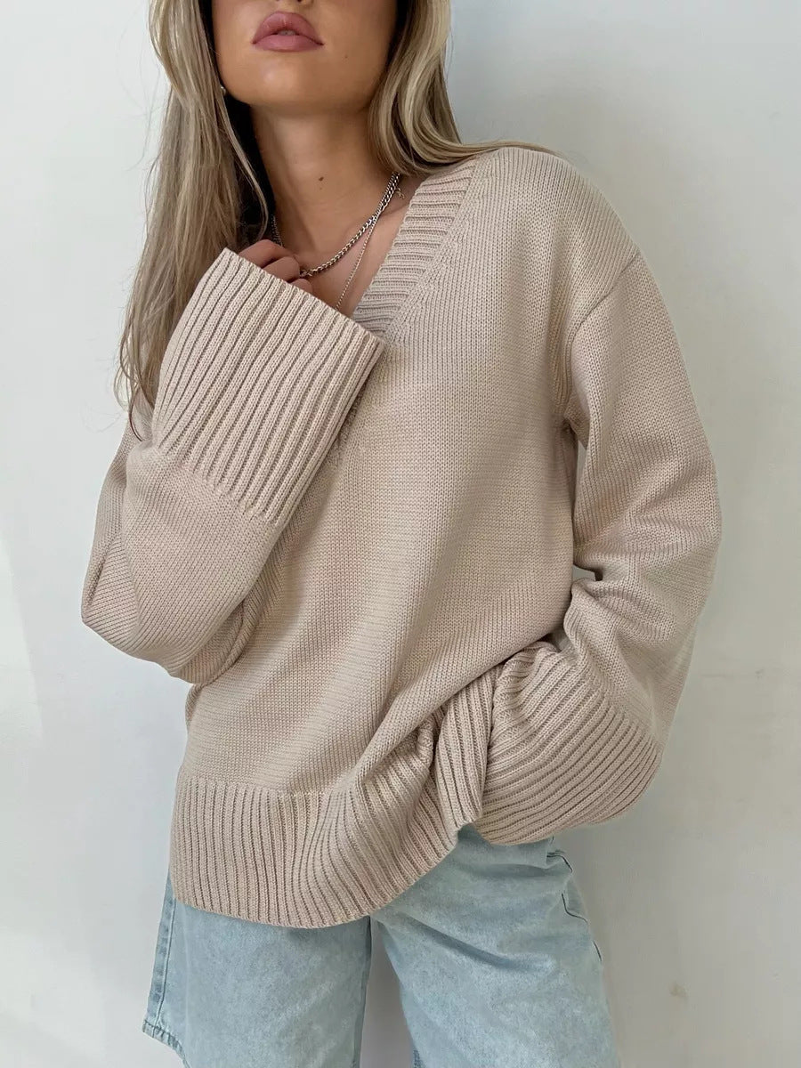Women's V-Neck Casual Sweater – Comfortable and Breathable for Every Occasion
