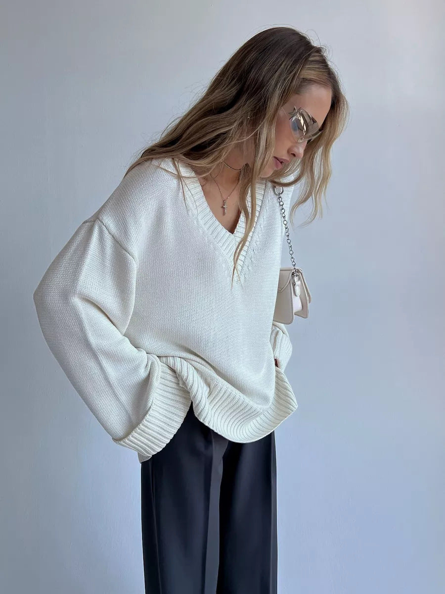 Women's V-Neck Casual Sweater – Comfortable and Breathable for Every Occasion