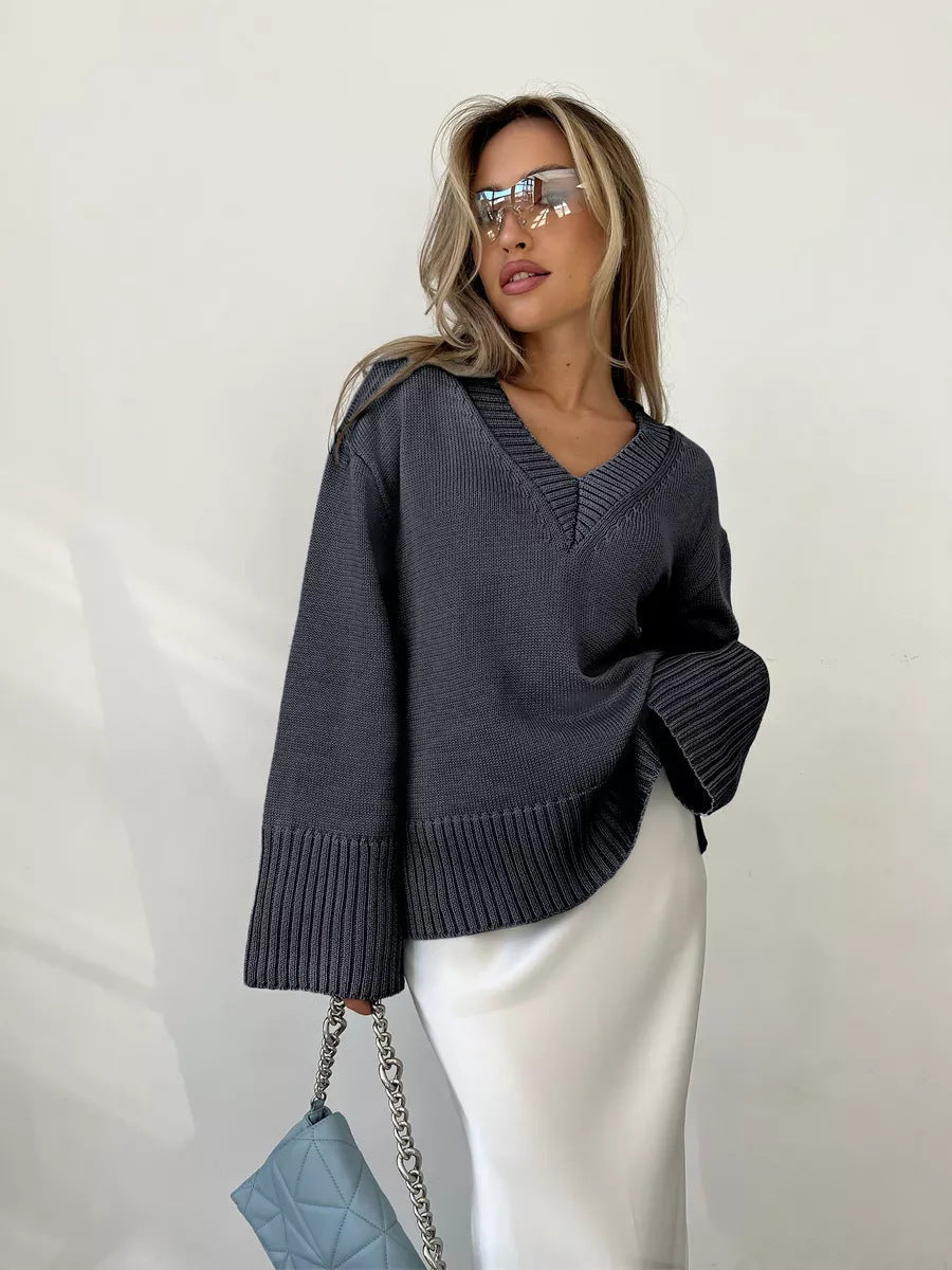 Women's V-Neck Casual Sweater – Comfortable and Breathable for Every Occasion