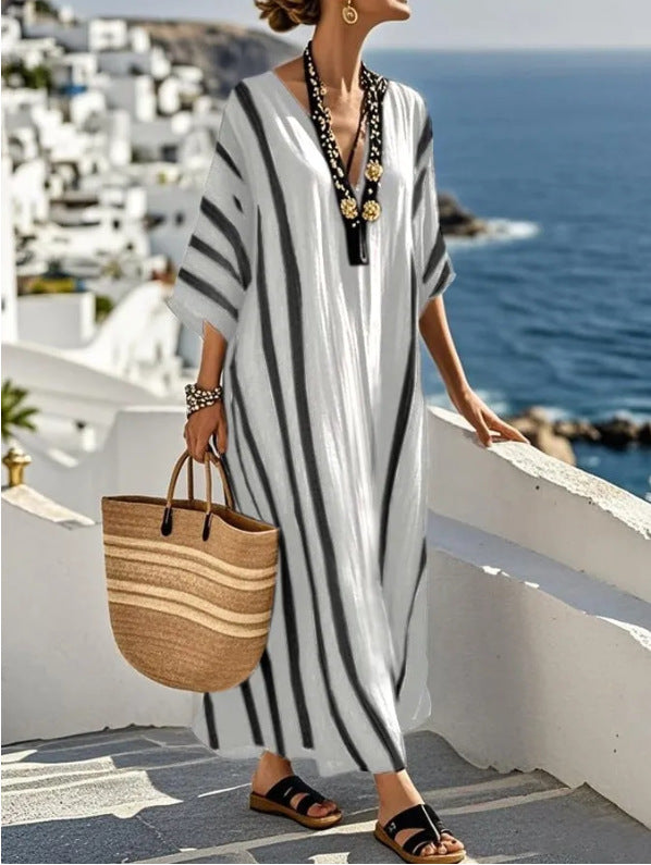 Women's V-Neck Kaftan Maxi Dress