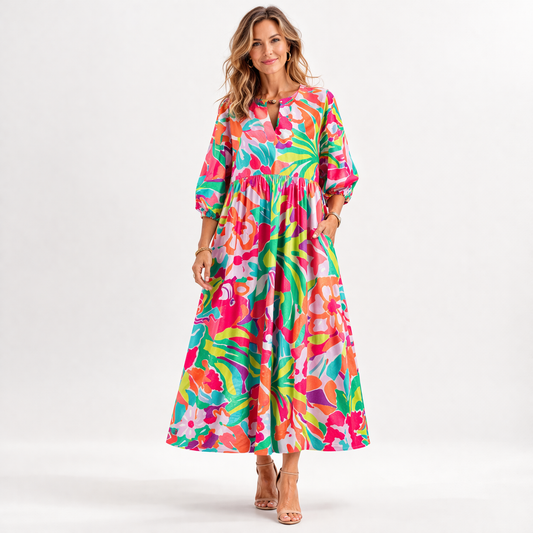 Women's V-Neck Tiered Maxi Dress