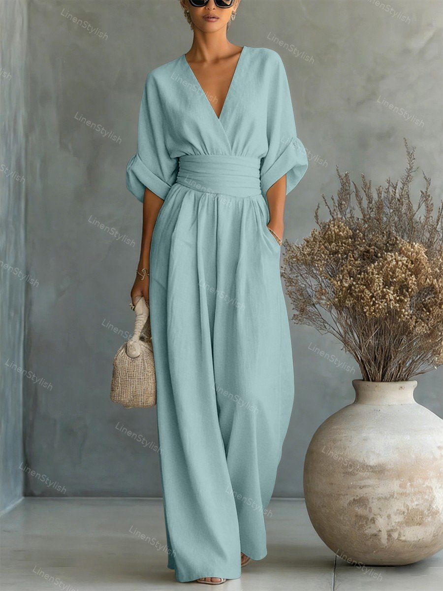 Women's V-Neck Wrap Jumpsuit
