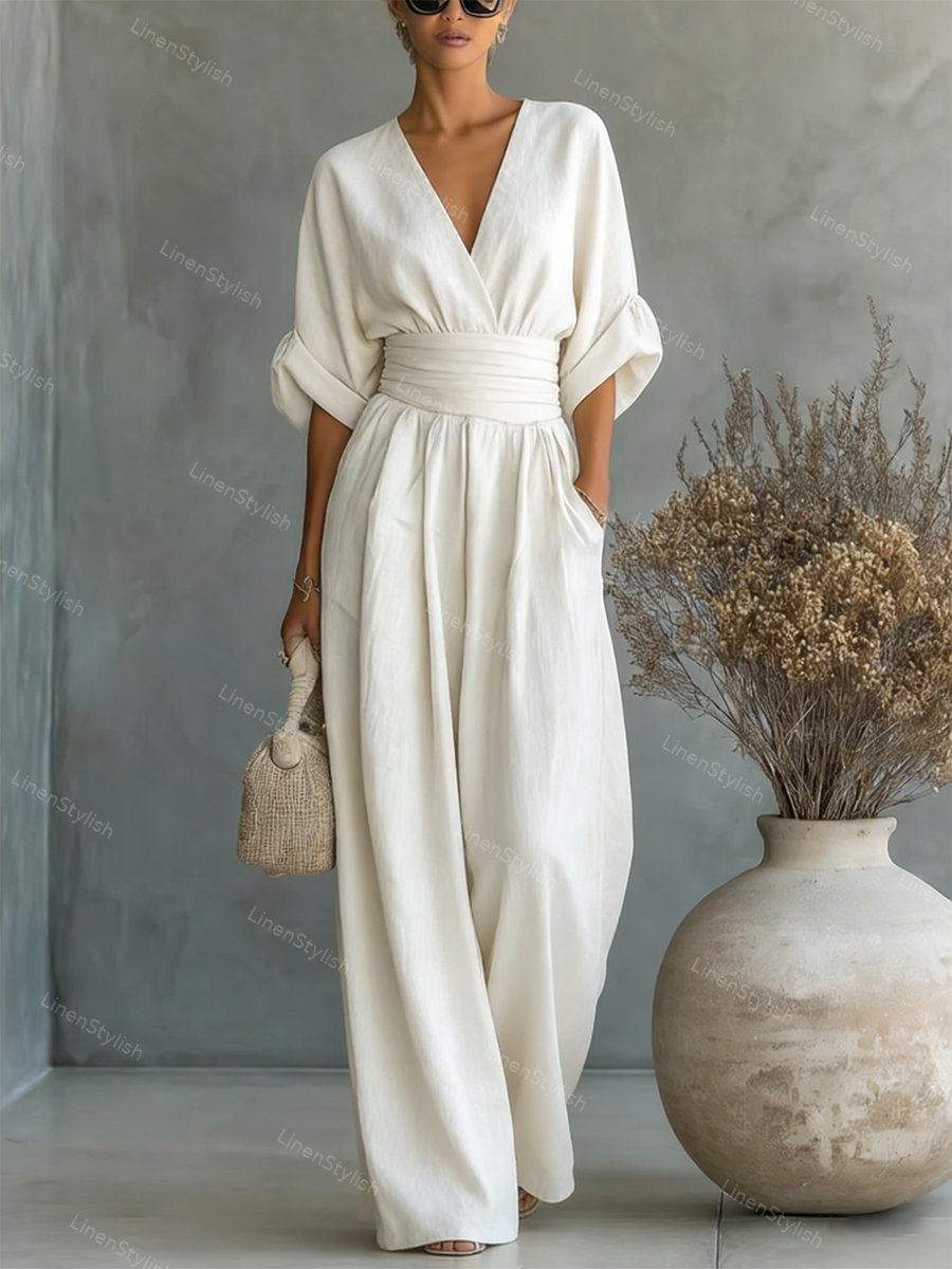 Women's V-Neck Wrap Jumpsuit