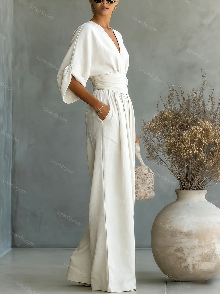 Women's V-Neck Wrap Jumpsuit