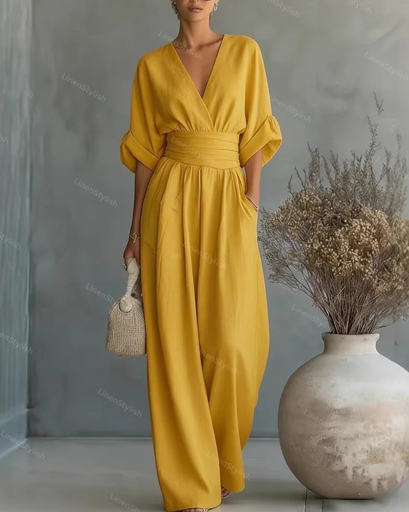 Women's V-Neck Wrap Jumpsuit