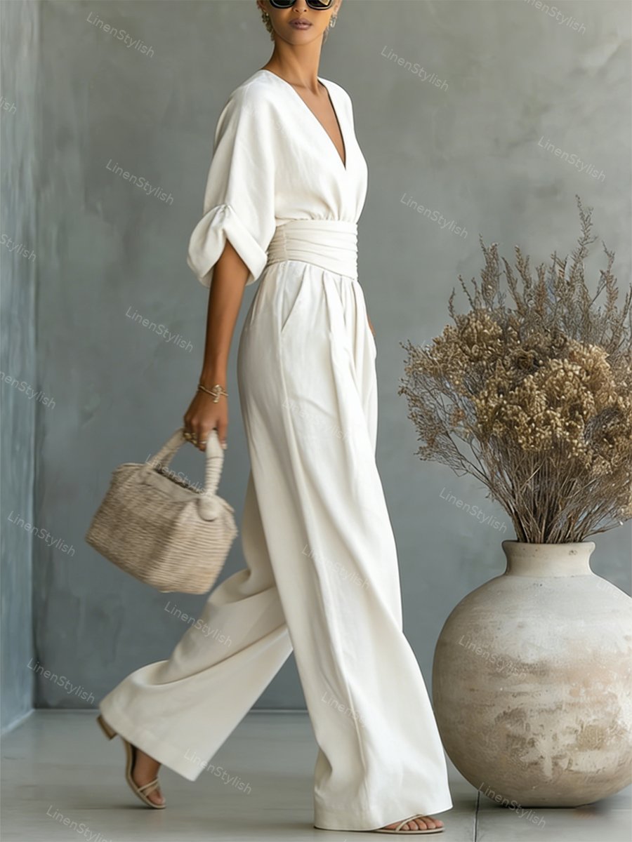 Women's V-Neck Wrap Jumpsuit