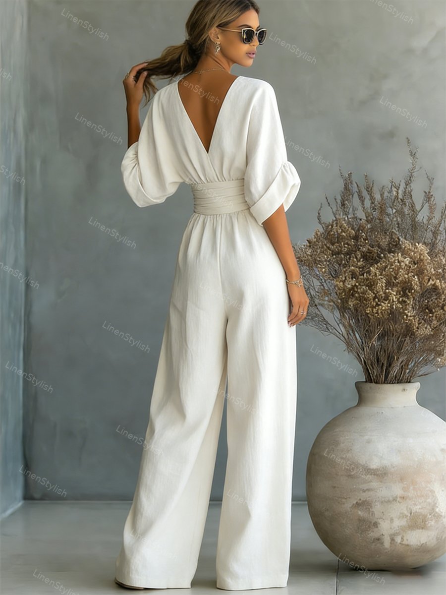 Women's V-Neck Wrap Jumpsuit