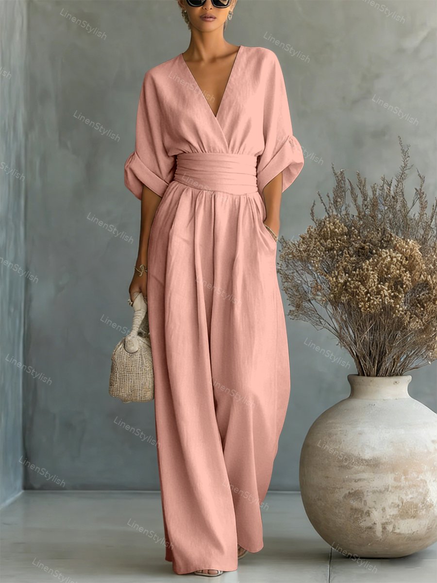 Women's V-Neck Wrap Jumpsuit