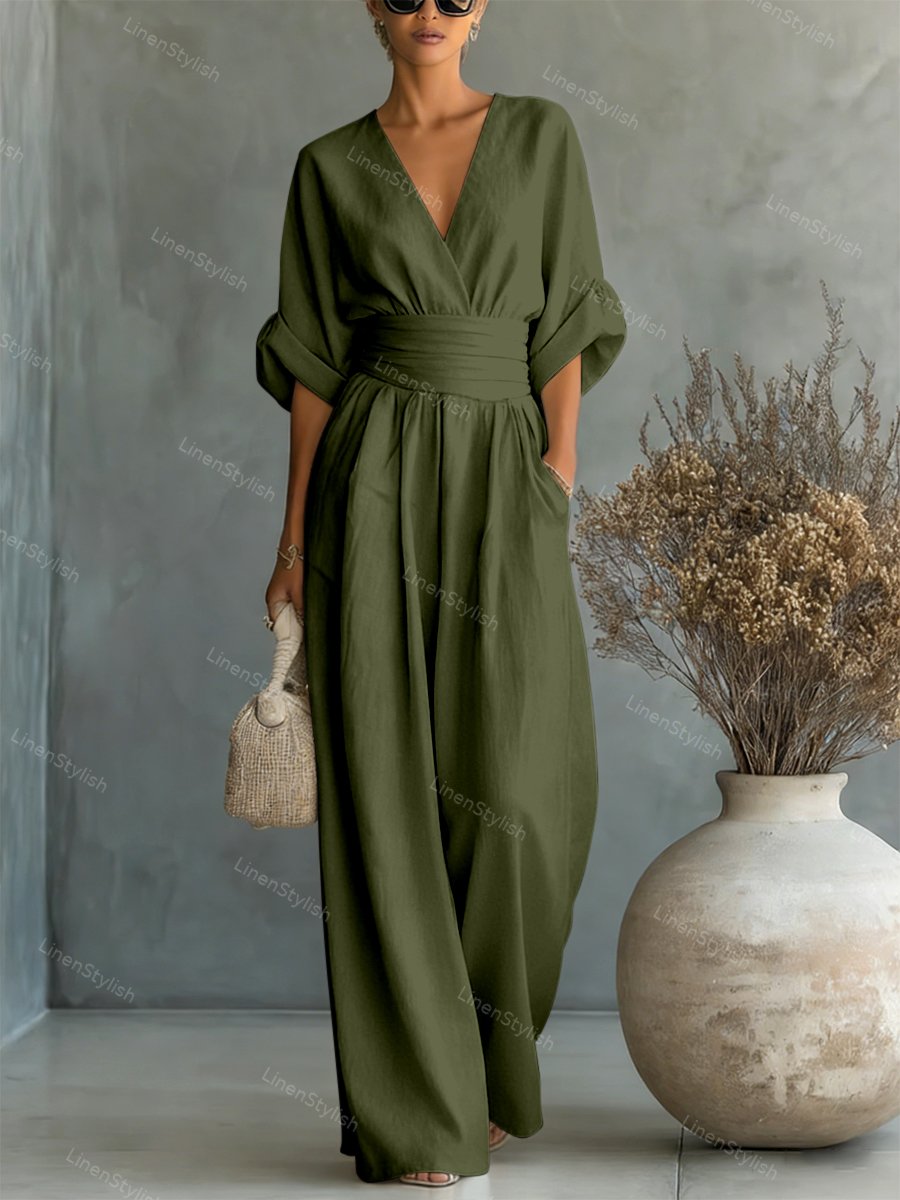 Women's V-Neck Wrap Jumpsuit
