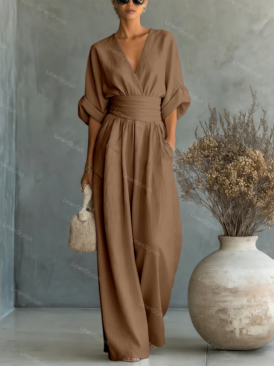 Women's V-Neck Wrap Jumpsuit