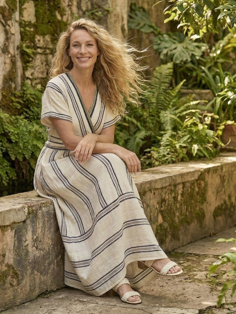 Women's V-Neck Wrap Maxi Dress