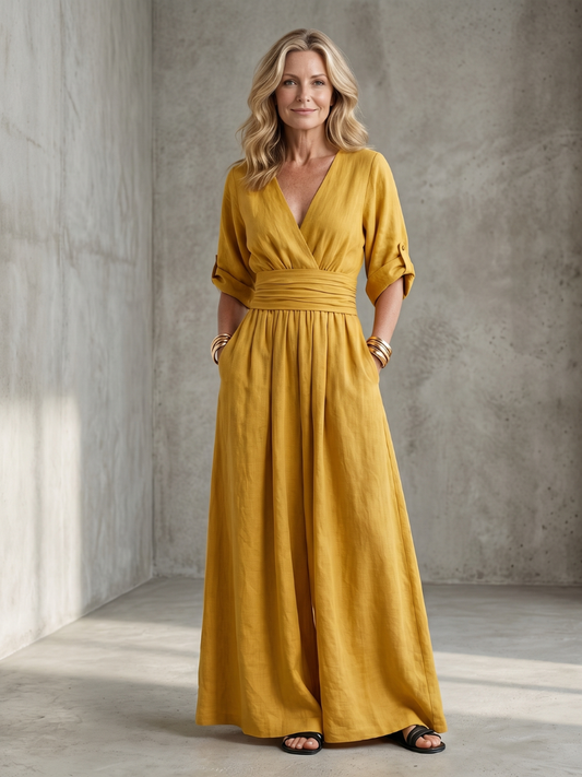 Women's V-Neck Wrap Maxi Dress