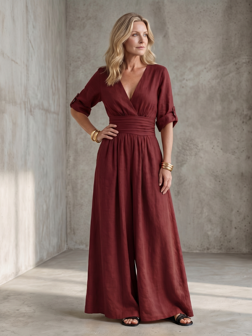 Women's V-Neck Wrap Maxi Dress