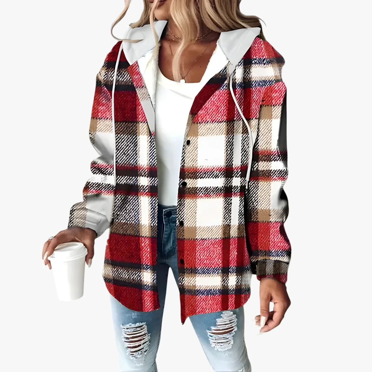 Women's Warm Hooded Transitional Jacket - Padded Spring Jacket & Lightweight Autumn Jacket