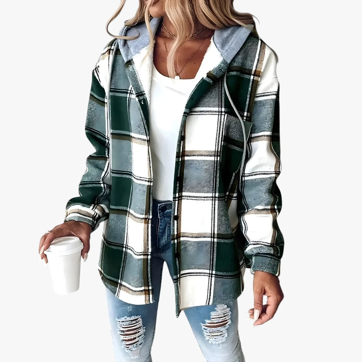 Women's Warm Hooded Transitional Jacket - Padded Spring Jacket & Lightweight Autumn Jacket