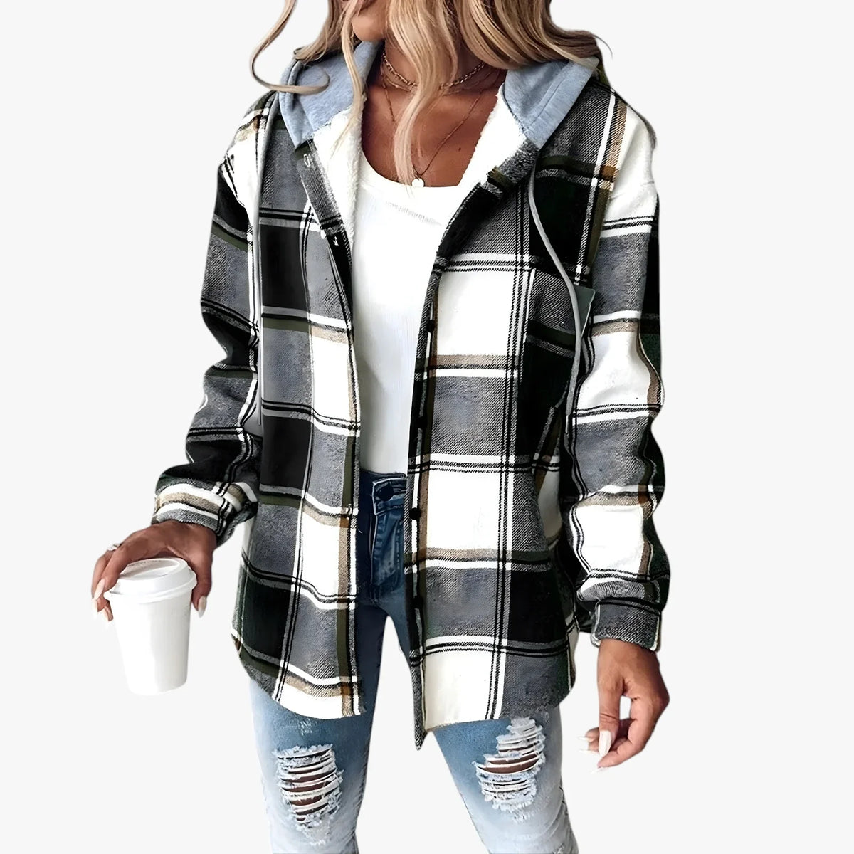 Women's Warm Hooded Transitional Jacket - Padded Spring Jacket & Lightweight Autumn Jacket