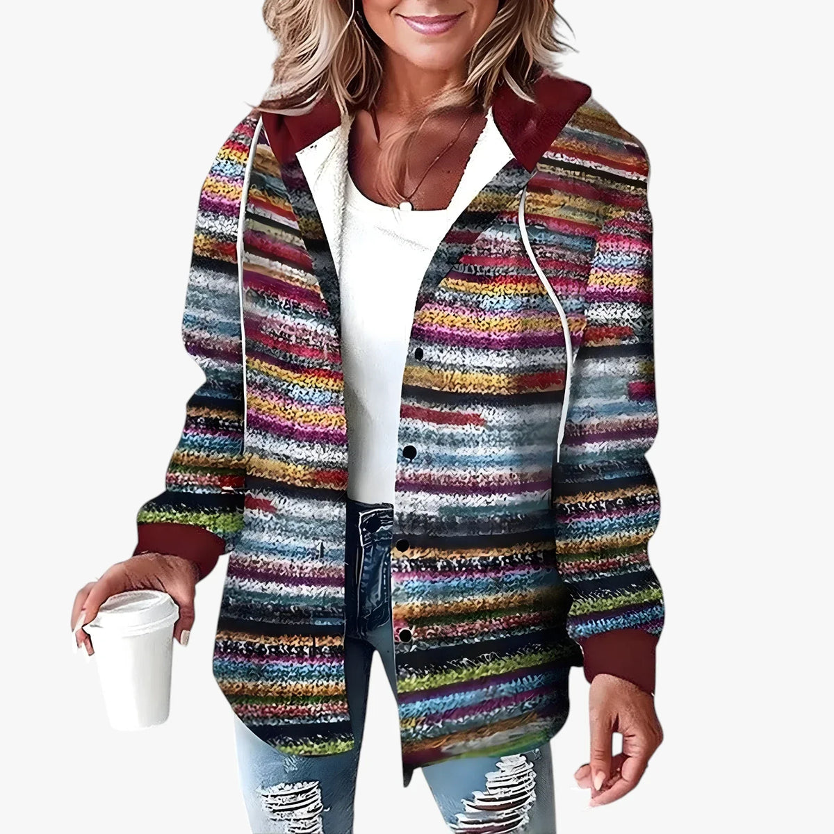 Women's Warm Hooded Transitional Jacket - Padded Spring Jacket & Lightweight Autumn Jacket