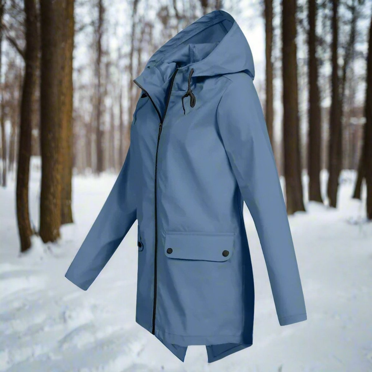 Women's Waterproof Hooded Rain Jacket with Zip Closure, Adjustable Cuffs and Pockets