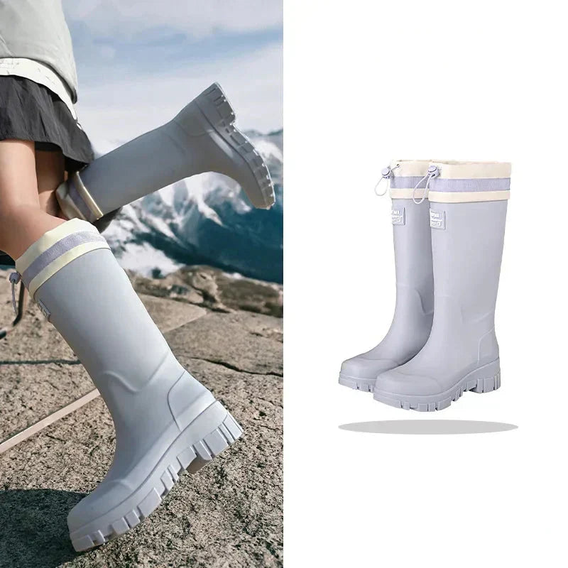 Women's Waterproof Retro Rain Boots with Non-Slip Sole