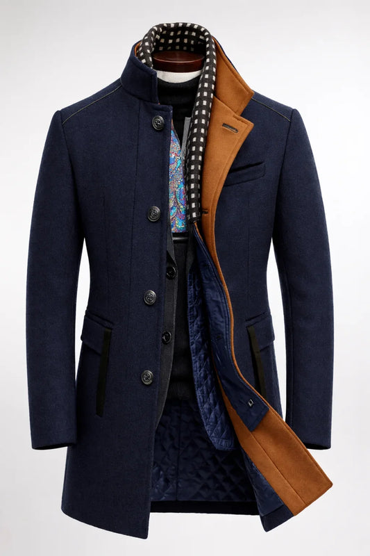 Women's Wrinkle-Resistant Wool-Blend Winter Coat – Modern Straight Fit in Multicolor Design