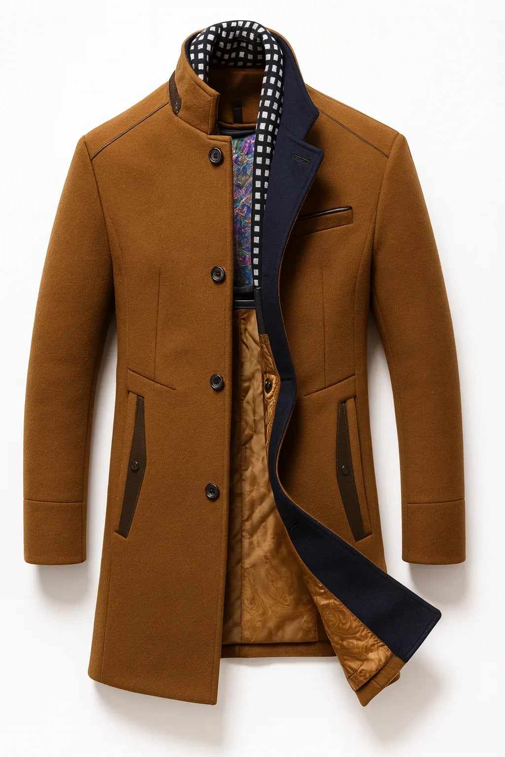 Women's Wrinkle-Resistant Wool-Blend Winter Coat – Modern Straight Fit in Multicolor Design