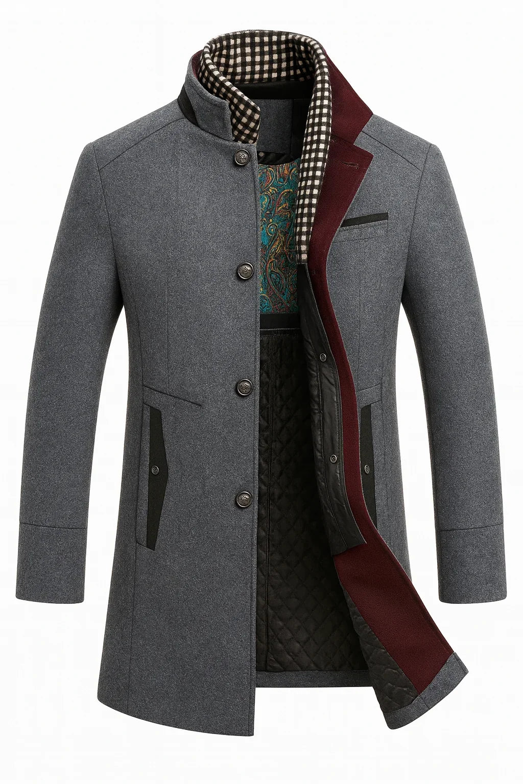 Women's Wrinkle-Resistant Wool-Blend Winter Coat – Modern Straight Fit in Multicolor Design